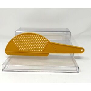 Vintage Rubbermaid Yellow Nylon Plastic 1907 Spatula Pasta Pot Strainer Handheld